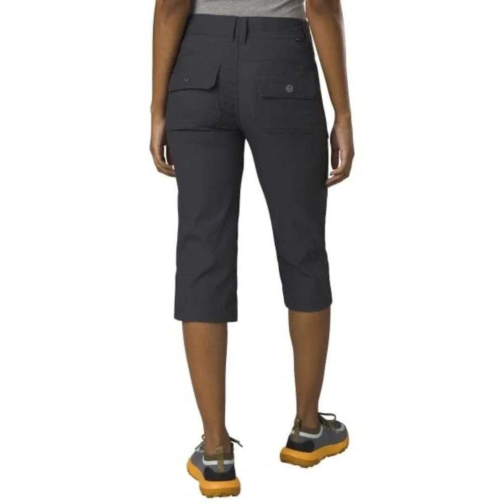 Prana Womens 2 Halle II Roll-Tab Capri Bermuda Shorts Grey Hiking Outdoor ReZion